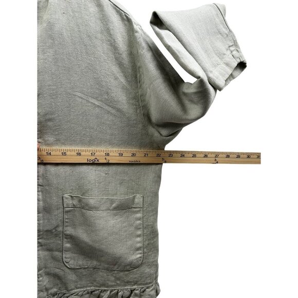 CP Shades Sausalito Pure Irish 100% Linen Ruffle Jacket Relaxed Fit Sage S/M - Picture 8 of 10